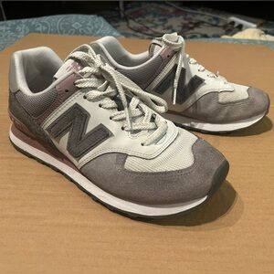 New Balance 574 Gray and White Sneakers